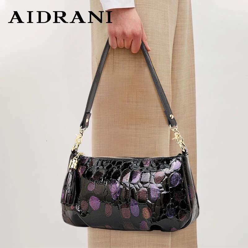 Aidrani Women's Genuine Leather Shoulder Fashionable Polka Dot Design Brand Cowhide Crossbody Bag