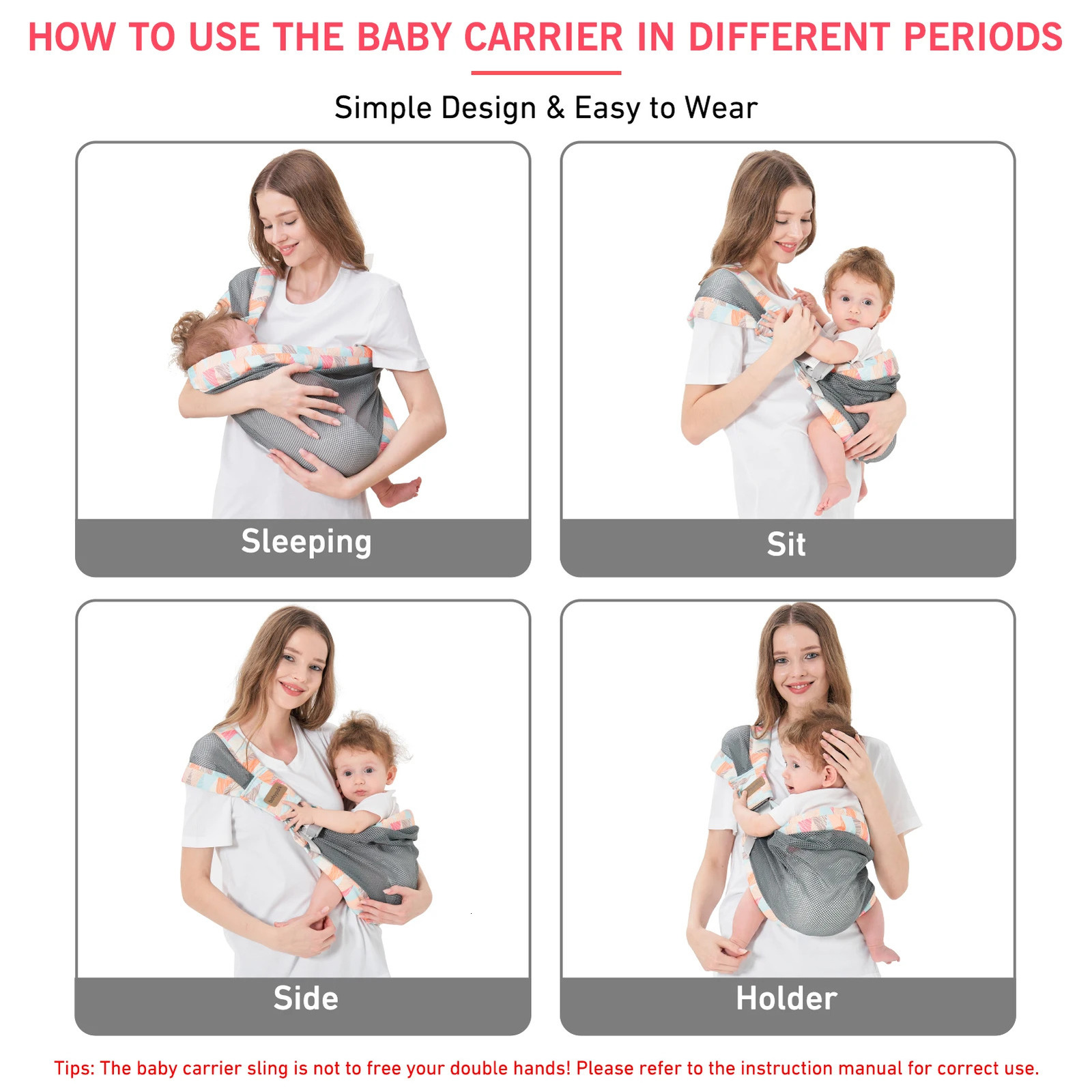 Baby Sling Adjustable One Shoulder Lightweight Portable Baby Sling for born To Toddler Mesh Ventilation 250219