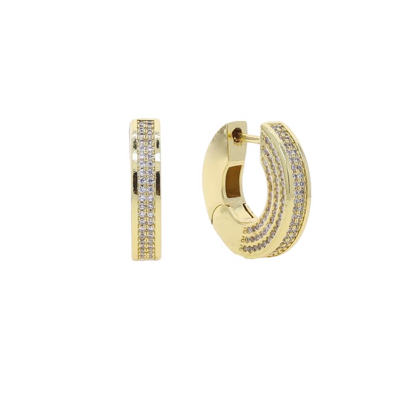 Fashion Gold Color Bling Cz Circle Hoop Earrings for Women Micro Pave Inlaid Cubic Zirconia Party Jewelry