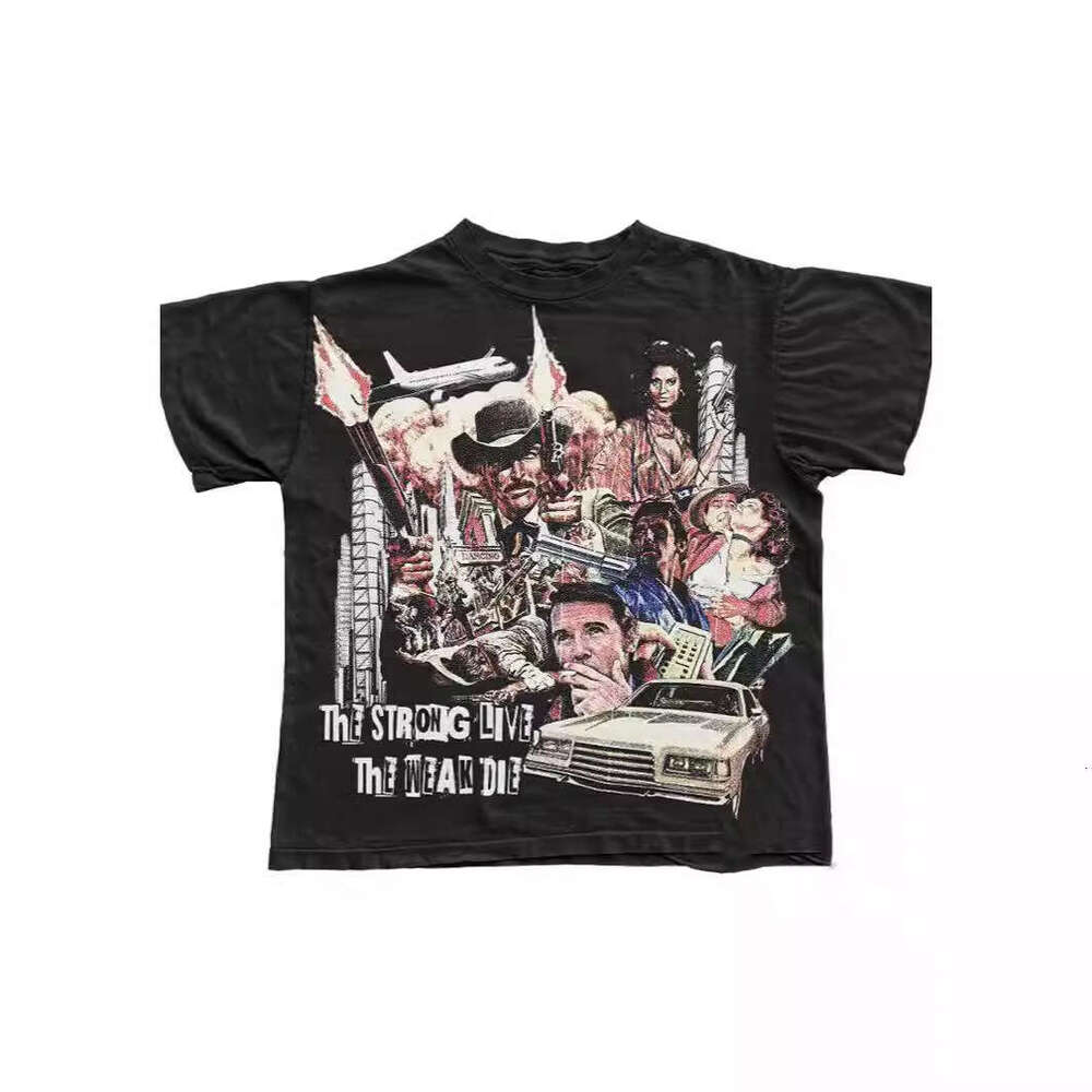 Summer personalized creative design printed American street Y2K Harajuku loose round neck pure cotton T-shirt for men and women