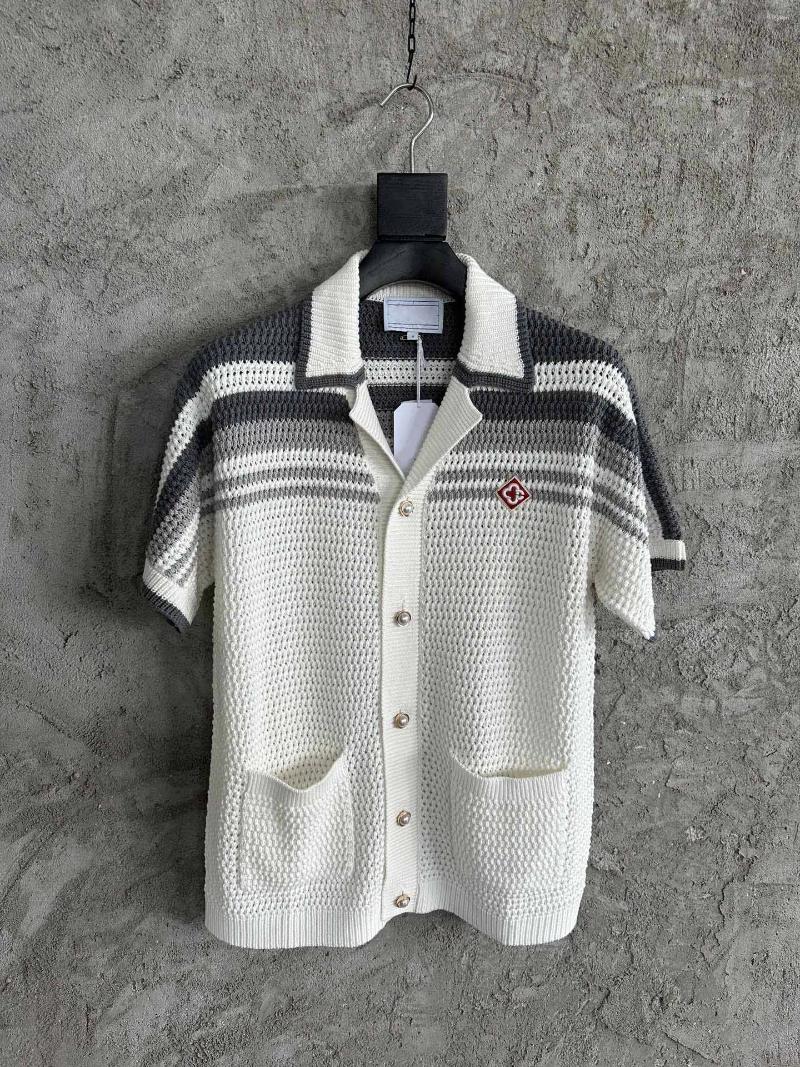 Men's Casual Shirts 2025 CaS Logo Patched Women Men Stripe Knitted Sweater Polo Shirt T Customized Terry Cotton Summer Tee