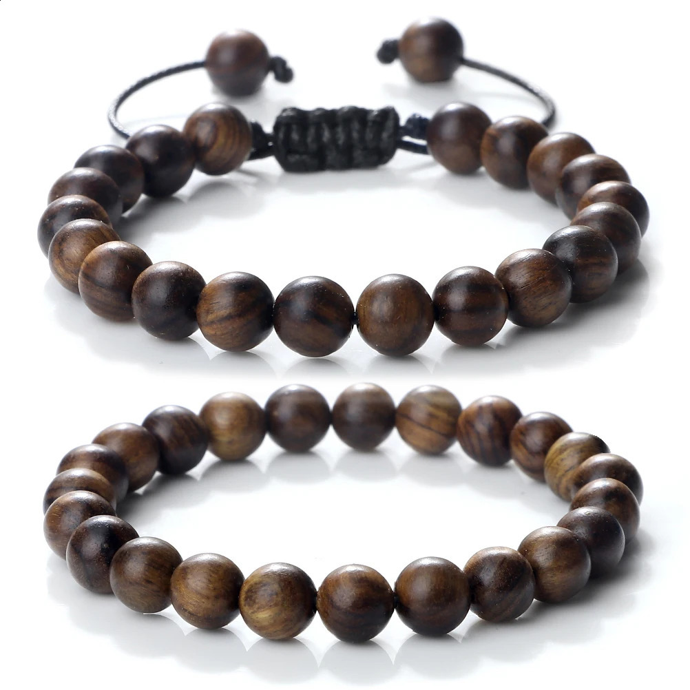 Buddha 6810mm Wooden Beads Vintage Handmade Bracelets Prayer Black Rosewood Bracelet Men Women Yoga Meditation Jewelry 250213