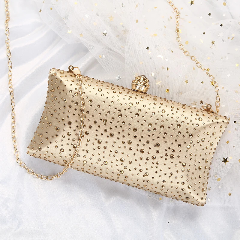 Gold Clutch Bags for Women Green Purses and Handbags with Rhinestone Wedding Shoulder Bag Ladies Evening ZD1300 250218