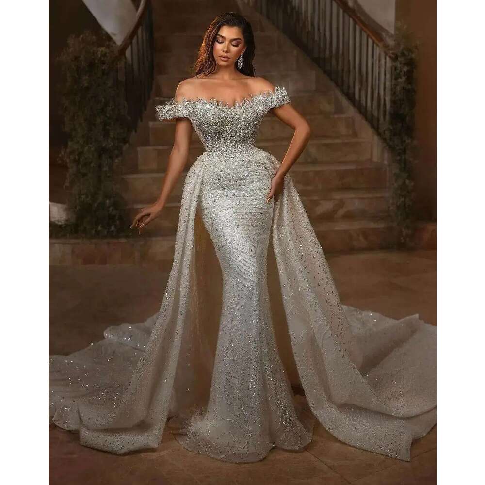 Gorgeous Dresses Mermaid Off The Shoulder Appliques Backless or-Length Princess Bride Wedding Dress Custom Made
