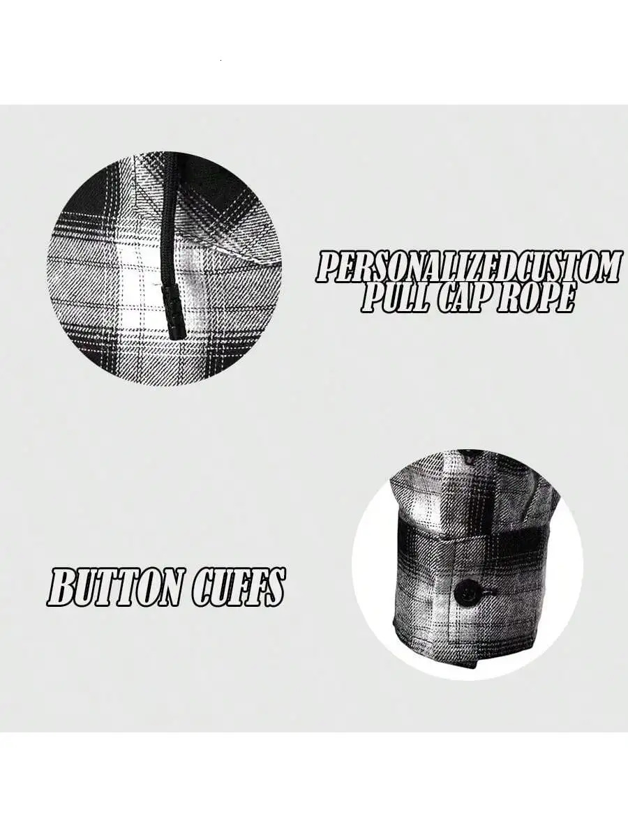 Flannel Hoodies For Men Casual Button Down PlaidLong Sleeve Lightweight Shirts Jackets 250218
