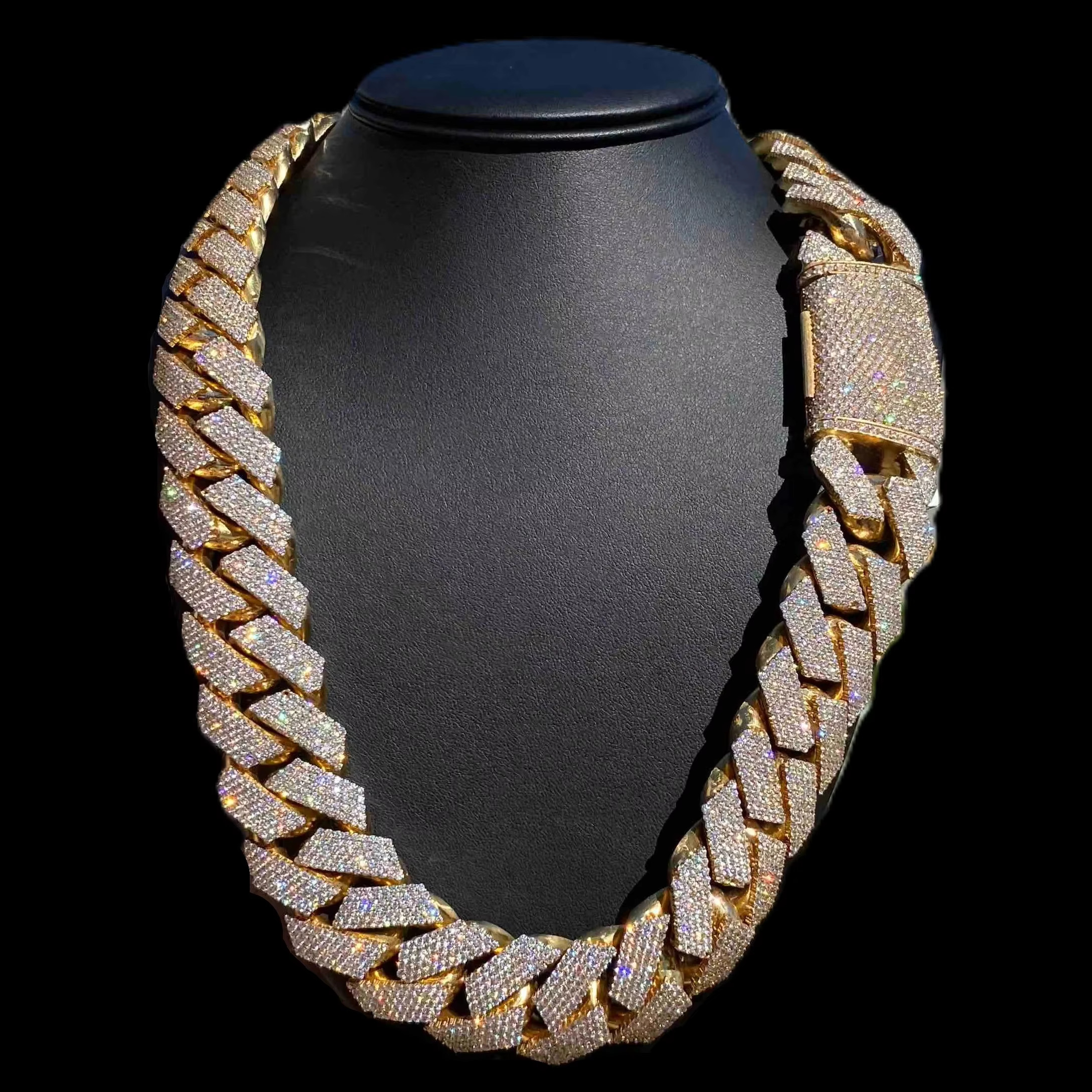 Custom 10k 14k Real Solid Gold Miami Cuban k 20KT LG Dia Chain for Rappers Man VVS Moissanite Necklace Women