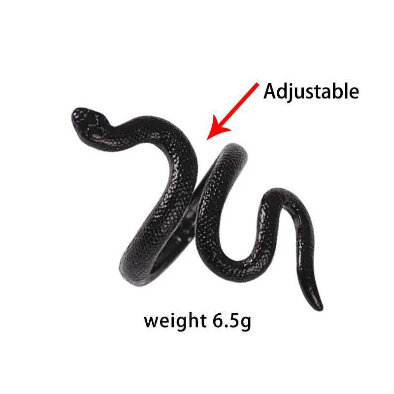 Anime Rings for Men Women Punk Goth Snake Ring Exaggerated Black Plated Gothic Adjustable Party Gift Jewelry Mujer BijouxXJ250219