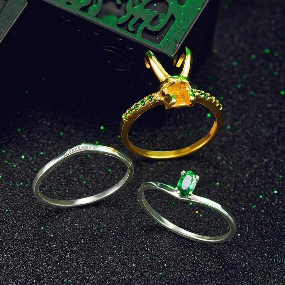 New Minimalist Niche Mythological Character Loki Helmet 3 Piece Stacking Unisex Ring Mens Fashion Jewelry Party GiftRingJewelryXJ250219