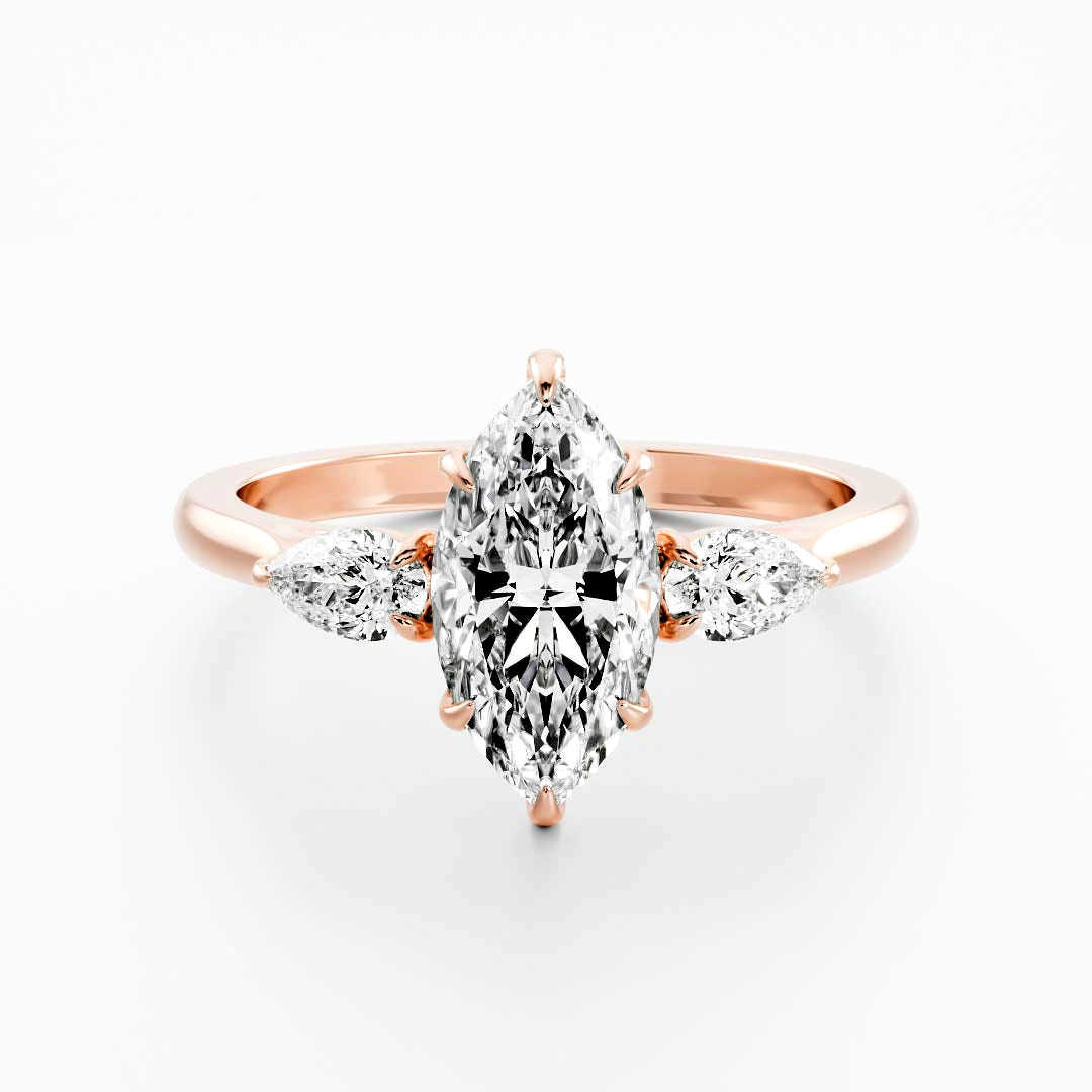 Luster Jewellery 10k/14k/18k Gold Fine Jewelry Ring With 1ct+0.2ct Moissanite Women Fashion Marquise Ring