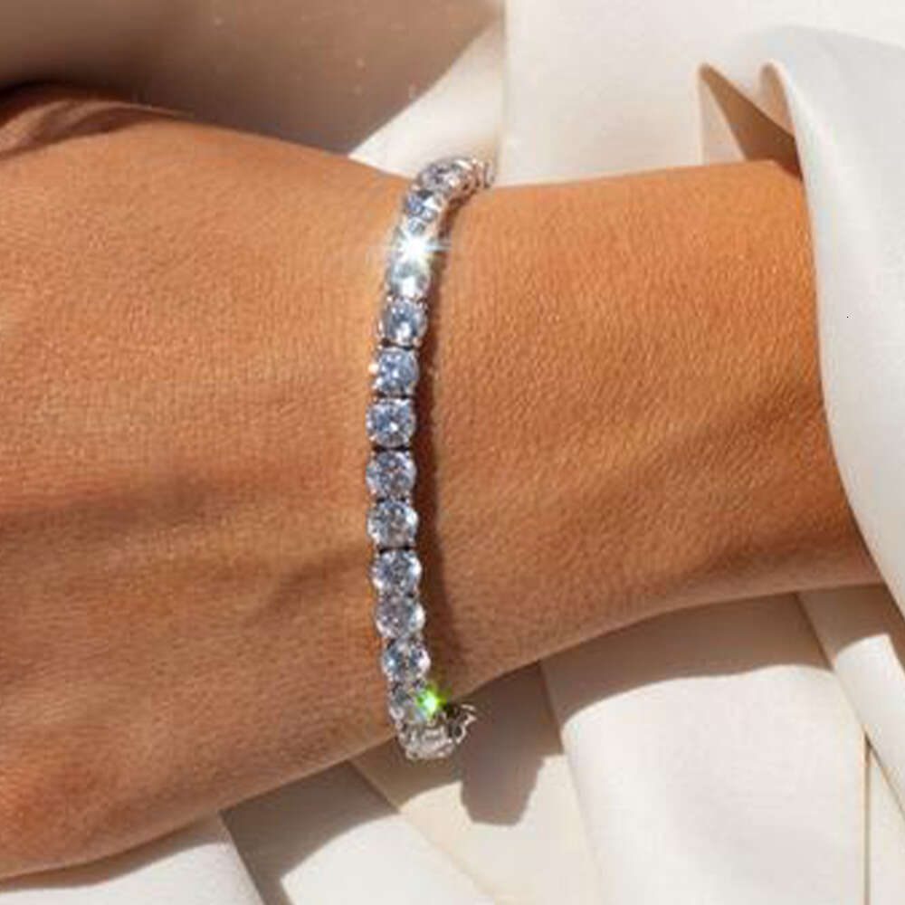 Zircon Single Row 4mm Round Full Dia Chain Hip Hop Jewelry Tennis Bracelet