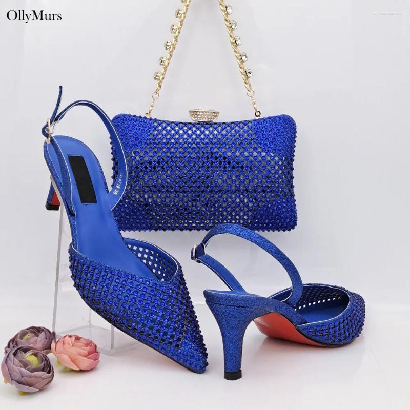 Orange Stone-Embellished Italian Dress Shoes & Bag Set For Weddings - PU Leather New Hot High Heels