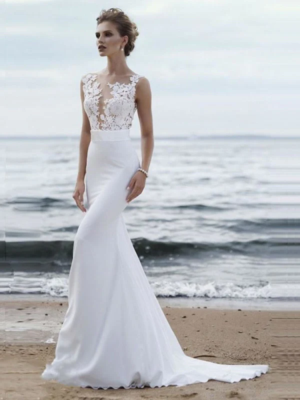 African Illusion Pearls Crystal Bridal Gowns Satin Church Long Sleeve Country Wedding Dresses Side Reception Gowns Robe de 03