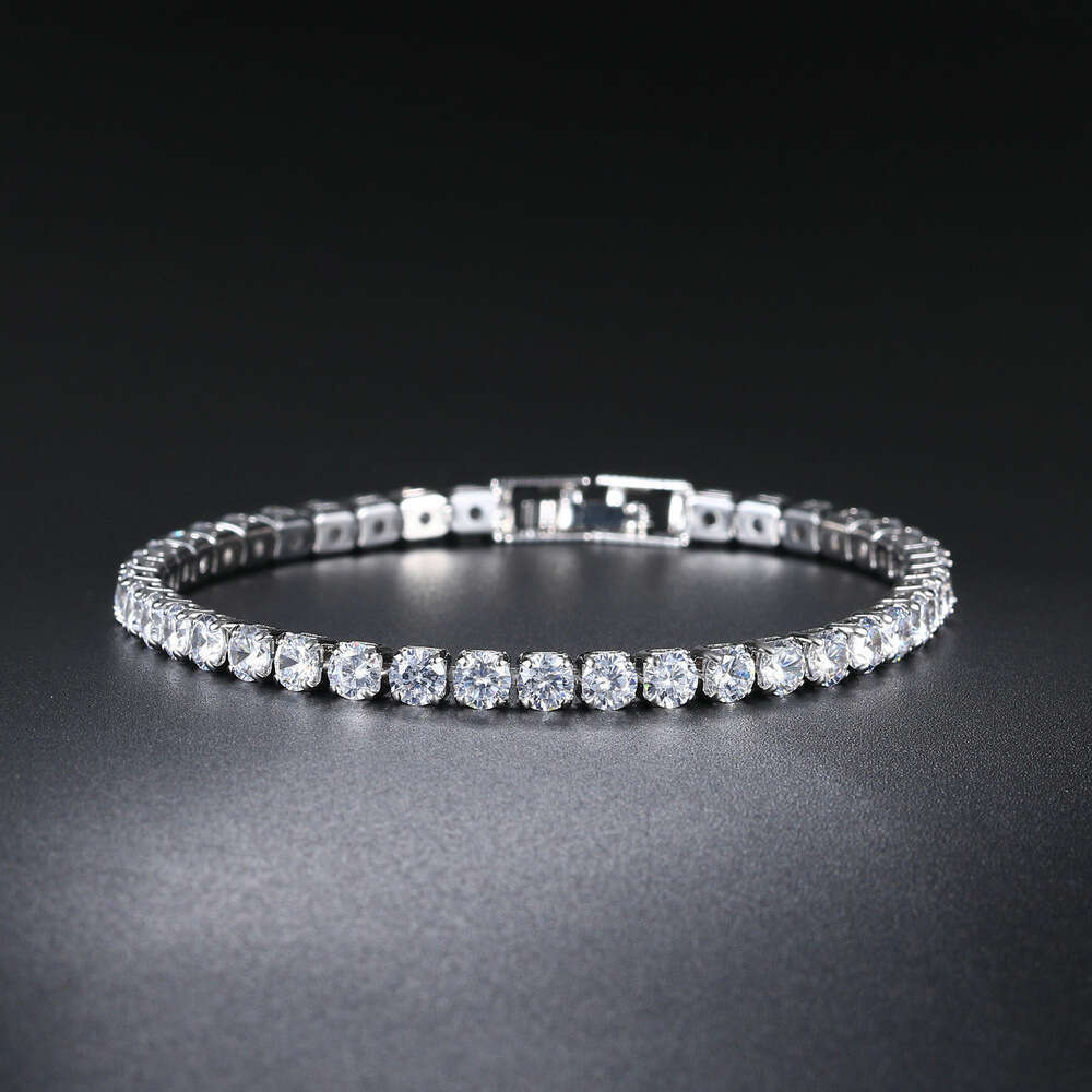 Zircon Single Row 4mm Round Full Dia Chain Hip Hop Jewelry Tennis Bracelet
