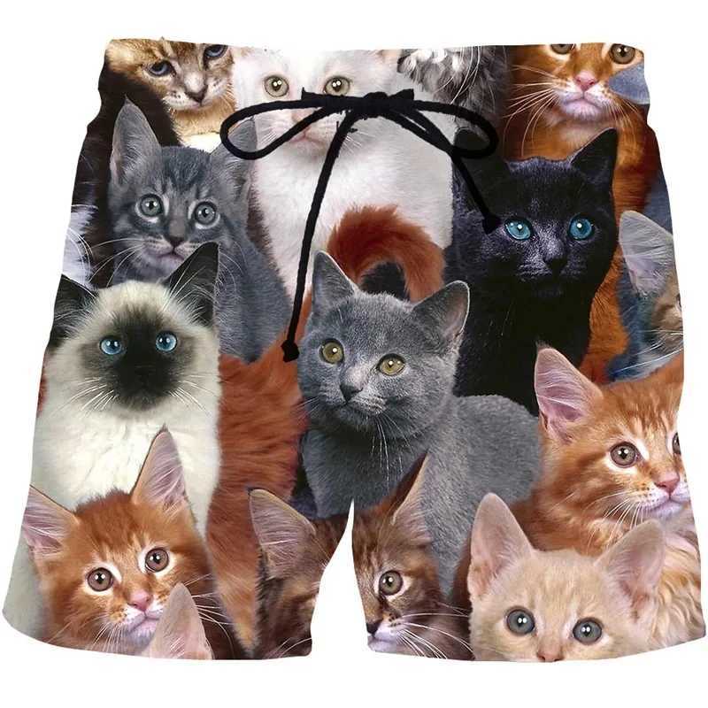 3D Cats Print Shorts Men Women Kid Fashion Y2k Leisure Oversize Short Pants Summer Cool Mens Swim Short Sport Beach Shorts W250219