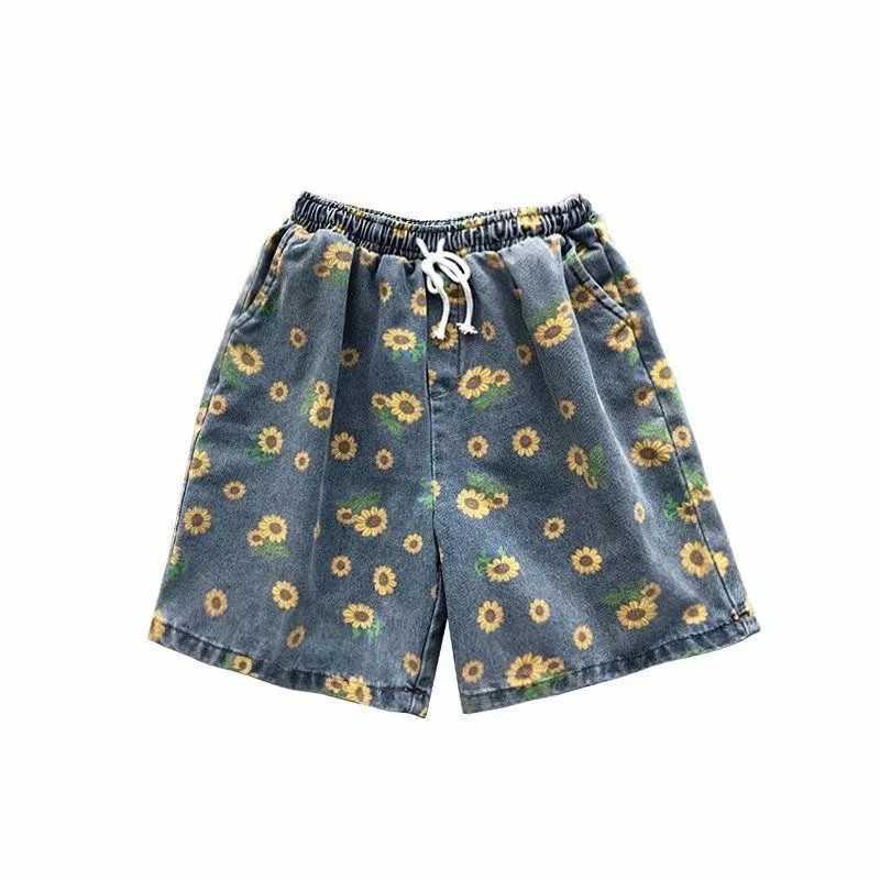 Men's Shorts Summer Denim Shorts Men Fashion Retro Flower Shorts Men Streetwear Hip-hop Loose Print Denim Shorts Mens Beach Shorts M-3XL z250219