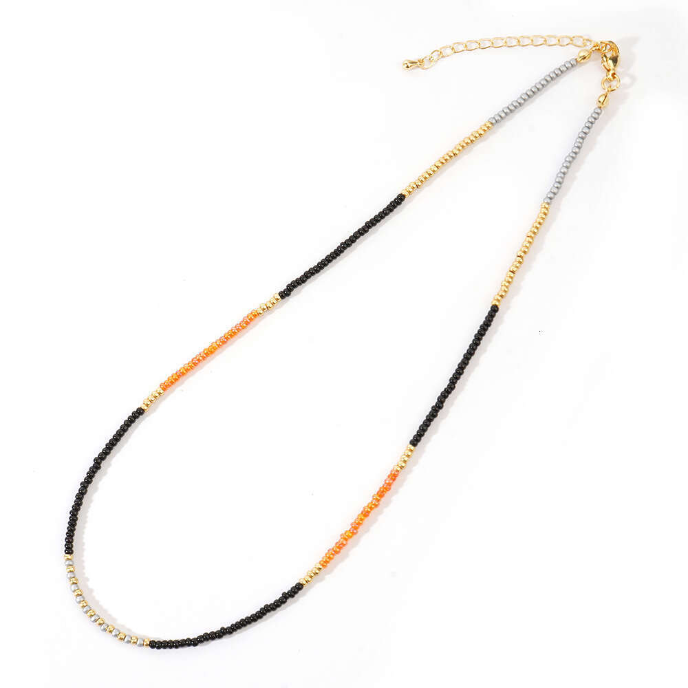 Portia Asian style contrasting color rice bead splicing short women's necklace accessory