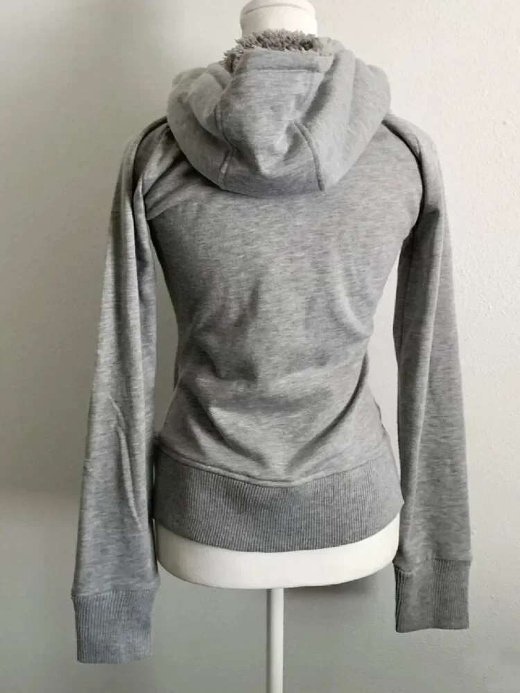Black Faux Fur Wool Double Zipper Jacket Hoodies Women's Slim Waist Hooded Vintage Y2k Coat Ropa Mujer Casual Fashion Sweatshirt