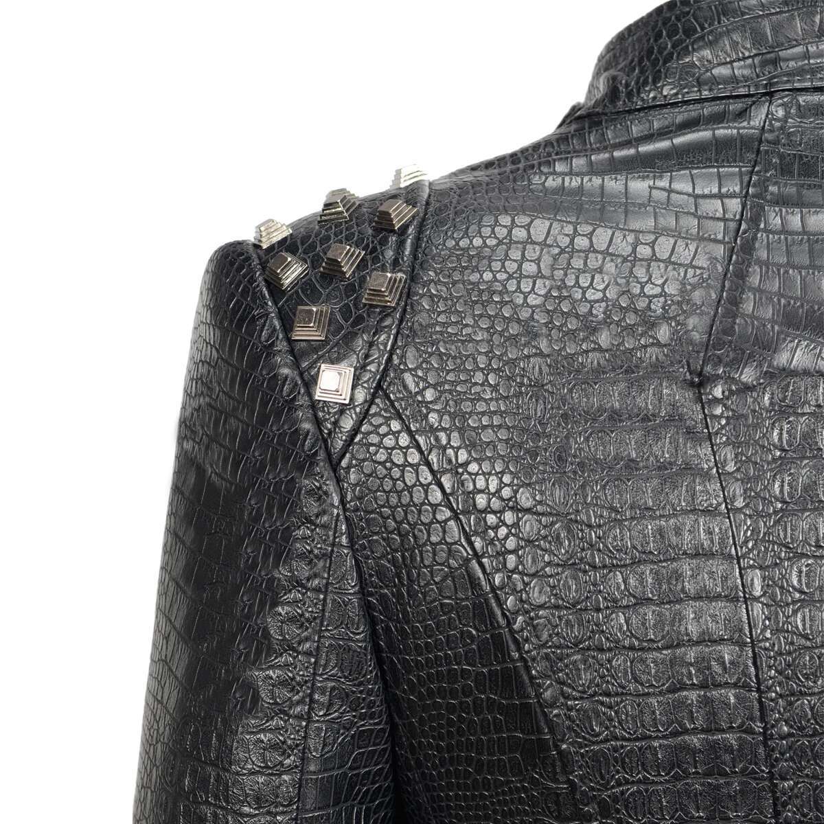 Fashion SX Women's Crocodile Rivet PU Perfect Shape Motorcycle Bicycle Jacket