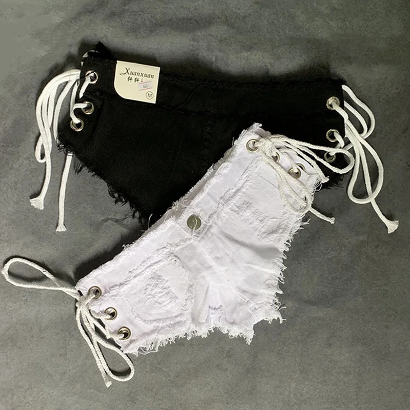 Sexy WomenS Crystal Shorts Jeans Denim Micro Mini Jean Ultra Low Rise Waist Summer Clubwear Pole Dance OS254 250217