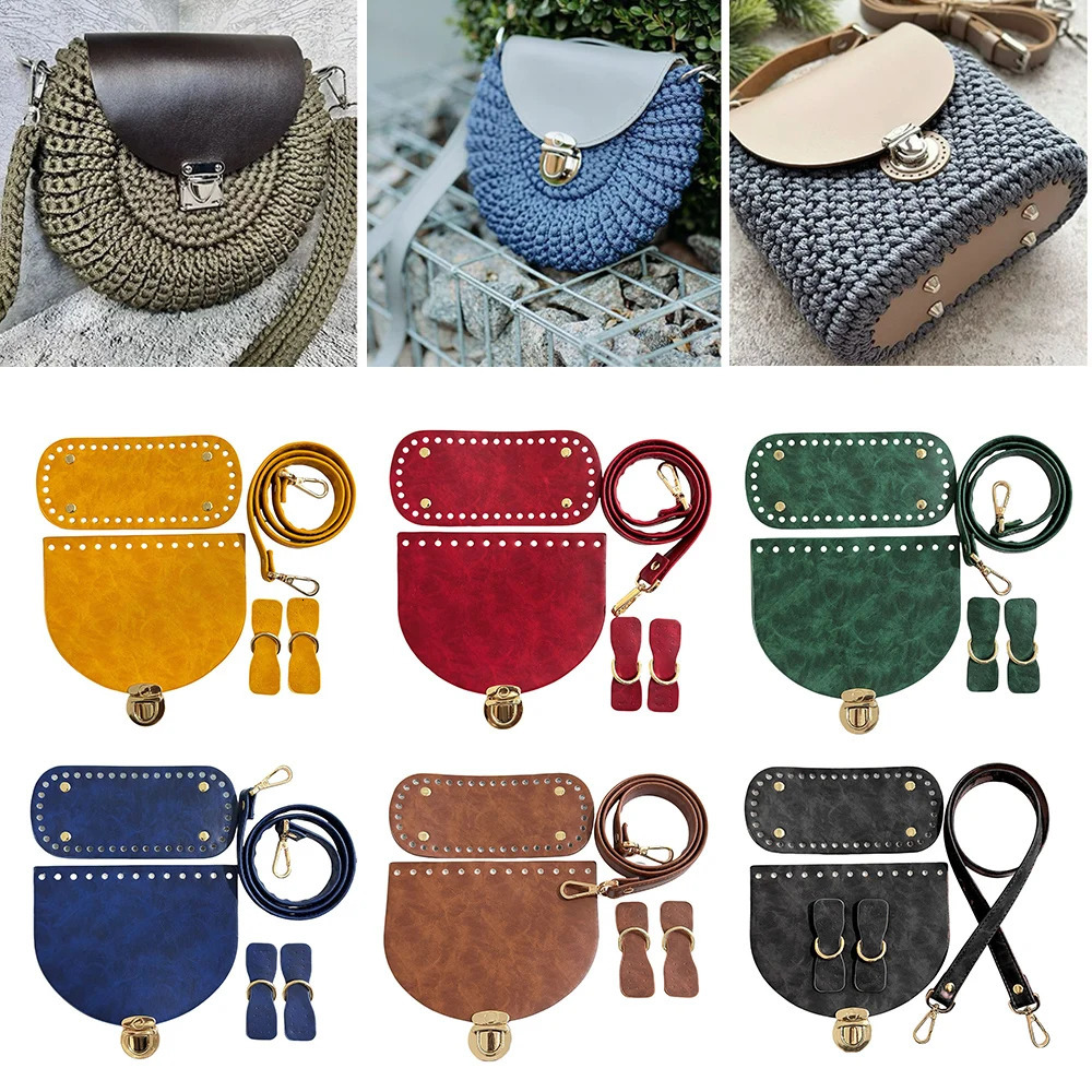 1Set Bag Bottom Flap Cover Strap Buckle DIY Handhag Shoulder Strap Woven Bag Accessories Vintage Bag Straps Handbag Parts 250214