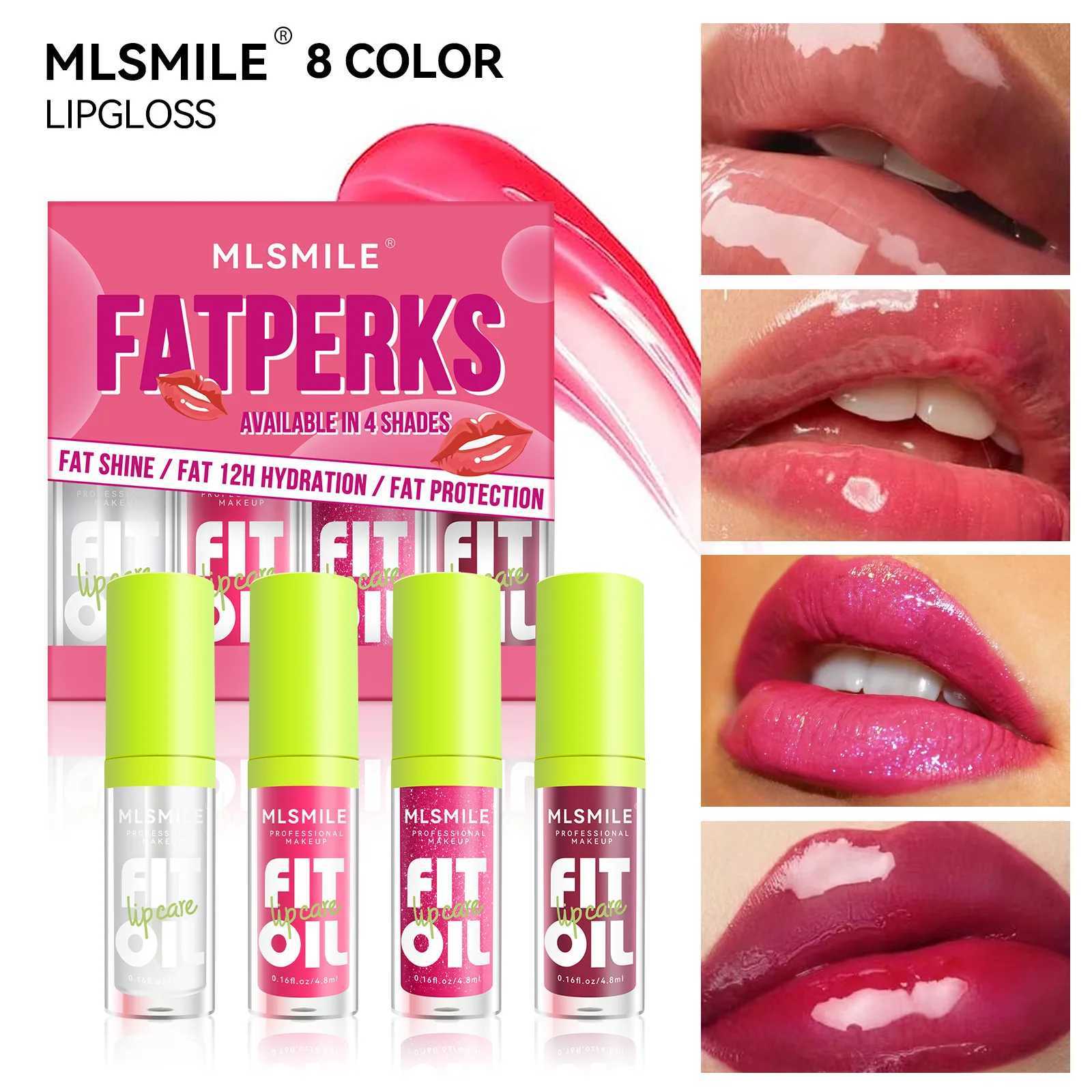 MLSMILE 4pcs/set Mirror l tree-color Lip Gloss Long-lasting Hydrating Moisturizing Lip Enhancement Lip Balm Clear Lip OilW250219