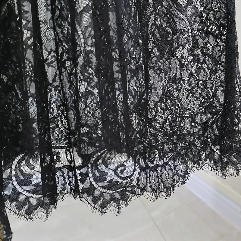 Elegant Party Evening Sexy Dress Lace Dresses for Women See Through Maxi Bodycon Gothic Lolita Fashion Black Skirt 250213