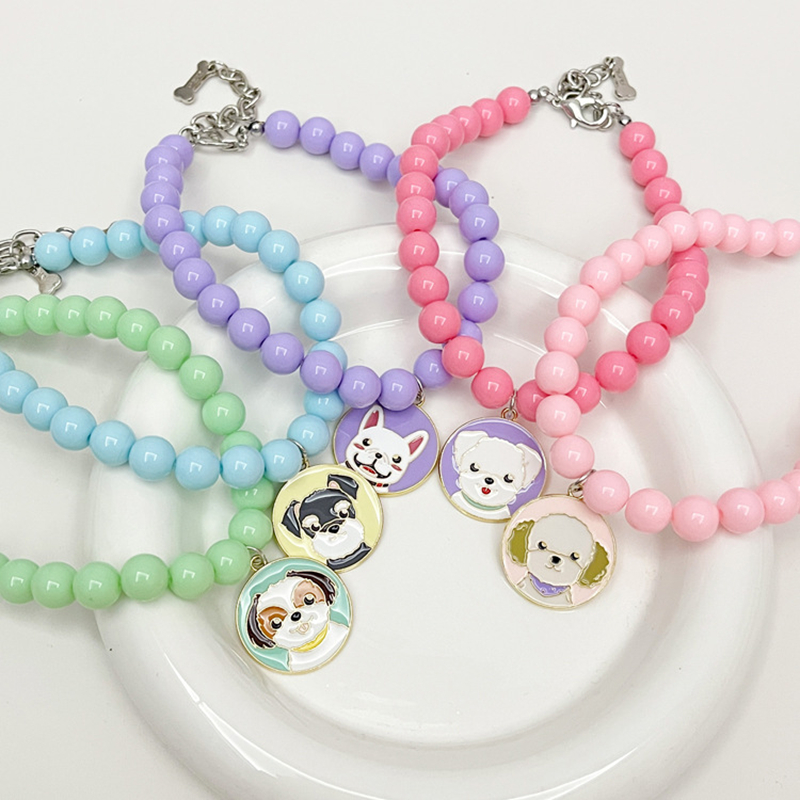 Fashion Colored Dog Necklace with Small Dog Charm, Cute Dog Necklace, Adjustable Pet Necklace for Small Medium Dog Chihuahua Birthday Gift, Party Dres