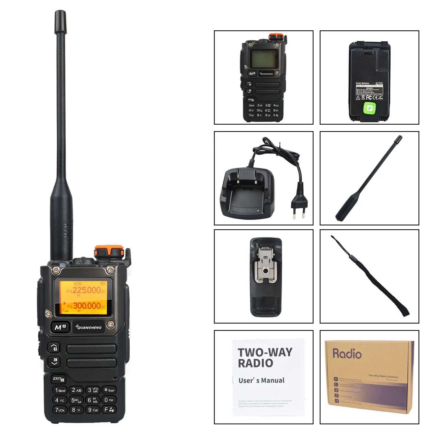 Walkie Talkie Quansheng UV-K5(8) 50-600MHz Air Band Rx Multi-Band 136-600MHz Tx DTMF Scrambler Frequency Scan Copy Vox FM RadioXJ250219