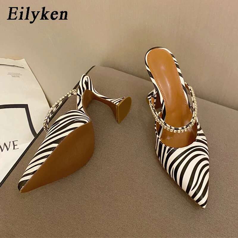 2025 New Zebra Women Pumps Fashion Crystal Sgback High Heels Party Strange Style Wedding Bride Shoes Size 35-41