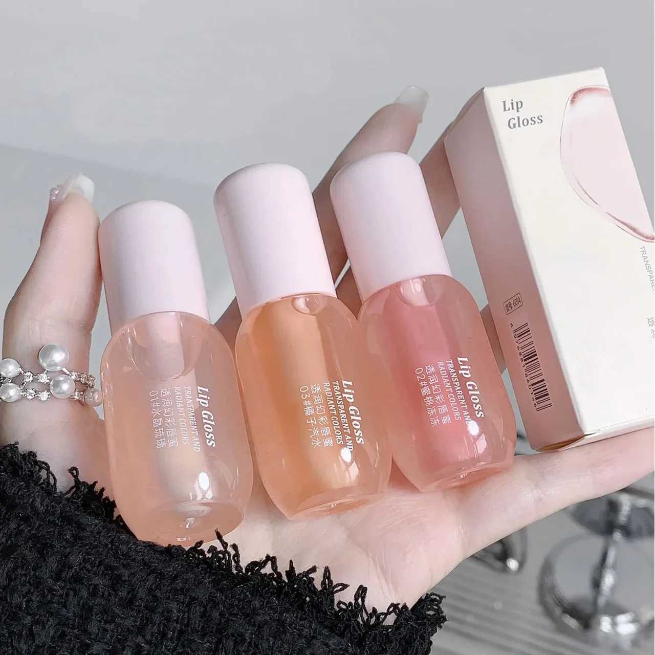 Fruit Crystal Jelly Lip Oil Hydrating Transparent Glass Lip Gloss Plumping Clear Lip Plumper Serum Lips Care Makeup CosmeticsW250219