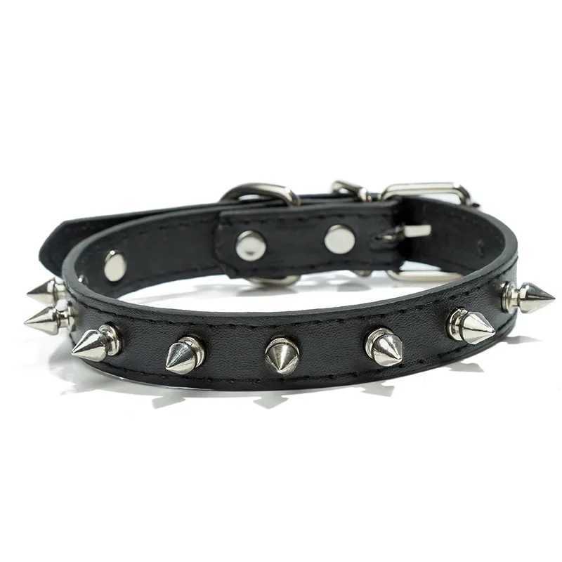 Leather Dog Cat Collar Spiked Studded Puppy Pet Necklace for Small Medium Large Dogs Cats Neck Strap Pet Products AccessoriesXJ250218