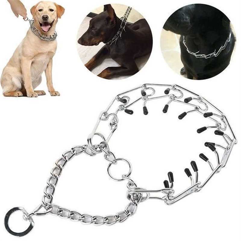 Large Dog Pet Training Stilating Dog Training Chain Pet Supplies Rubber Tips Safe Adjustable Detachable Prong Choke Collar W250219