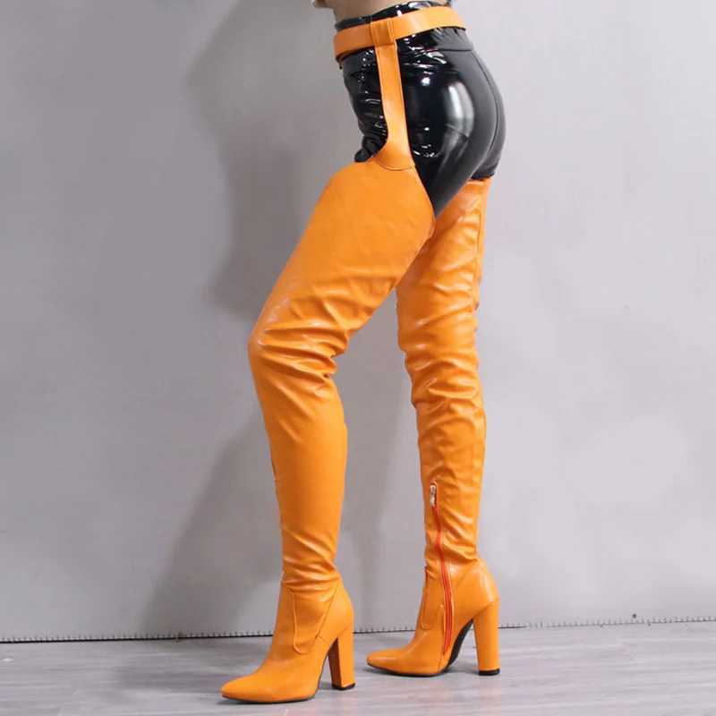 Boots Women High Heels Belt Thigh High Boots Sexy Color Big Size Side Zipper Over The Knee Boots Night Club Lady Shoes Z250218