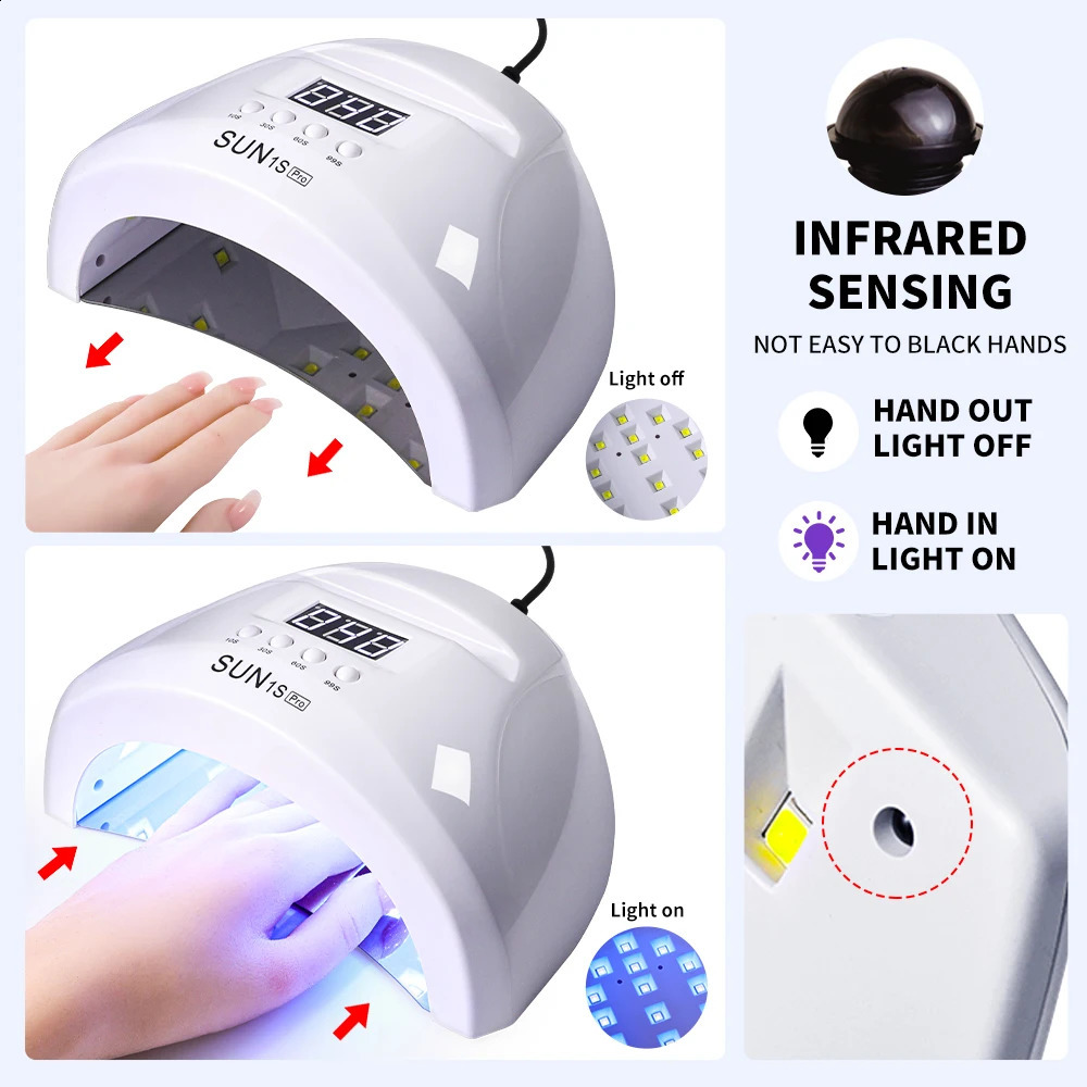 SUN 1s Por UV Nail Dryer Gel Polish Drying Lamp 48W LED 30 Beads Uv Led Lamp Nail Potherapy Machine Tool Nail Art Machine 250214