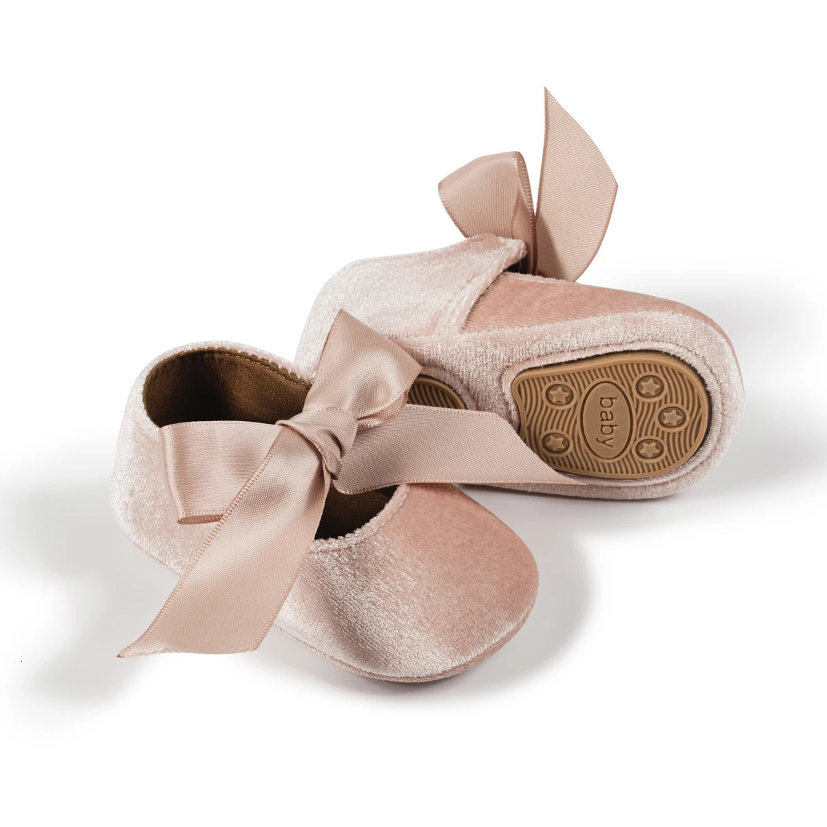 KIDSUN born Baby Girls Shoes Bowknot Lace Flat Wedding Princess Dress Shoes Non-Slip Soft Rubber Sole First Walker Crib Shoes 250219