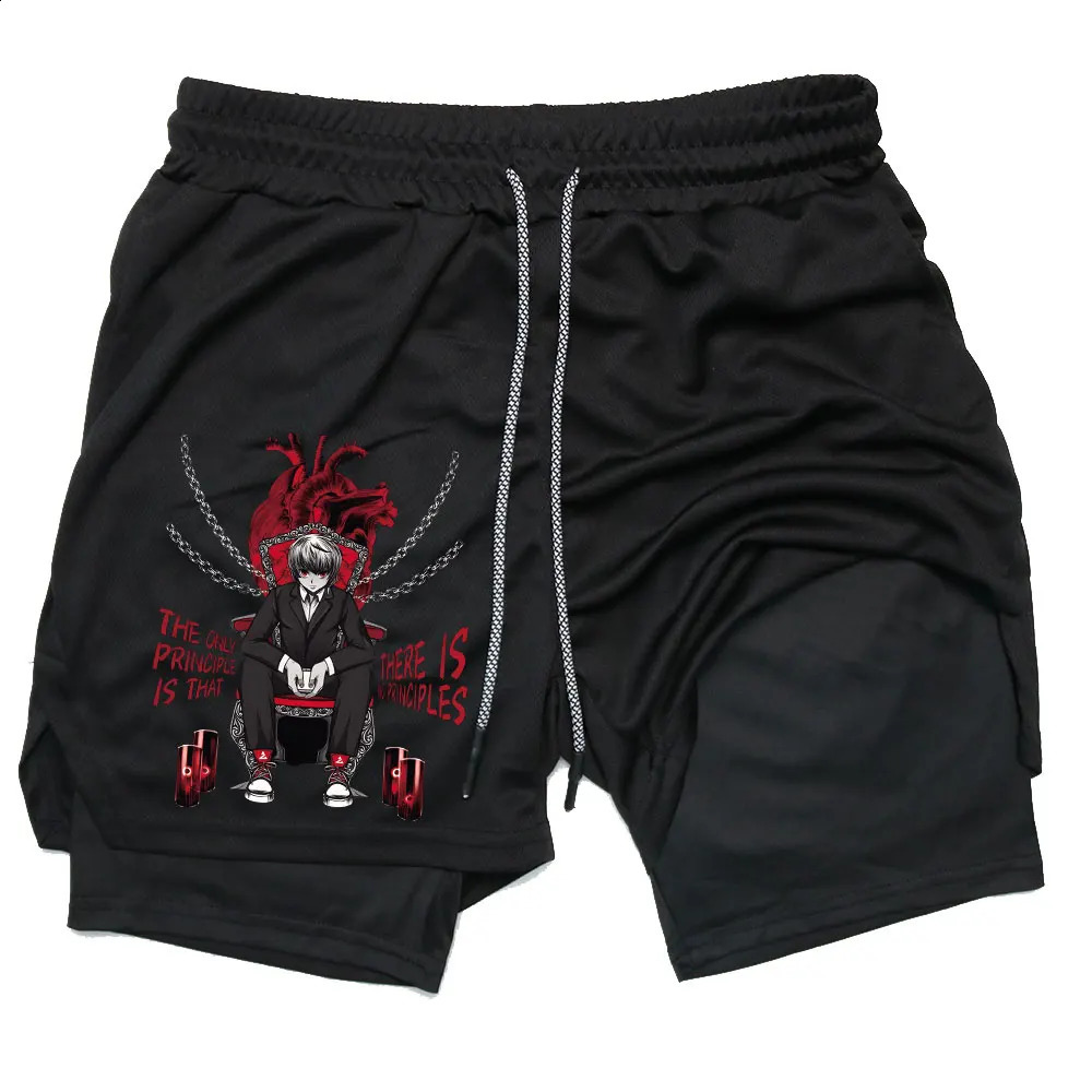Anime Performance Shorts Kurapika Printed GYM Casual Sports Compression Workout Running Mesh 2 In 1 Sport Short Pants 250218