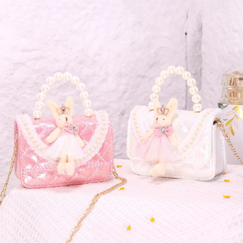 Childrens bag Spring and summer childrens fashionable candy color messenger bag little girl pearl personality handbag 250219