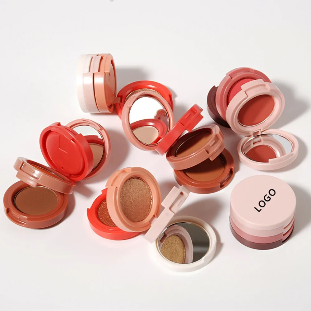 Custom Bulk 3 Layers Highlighter Bronzer Blush Private Label Combination Waterproof Long-lasting Powder Three-dimensional Makeup 250214