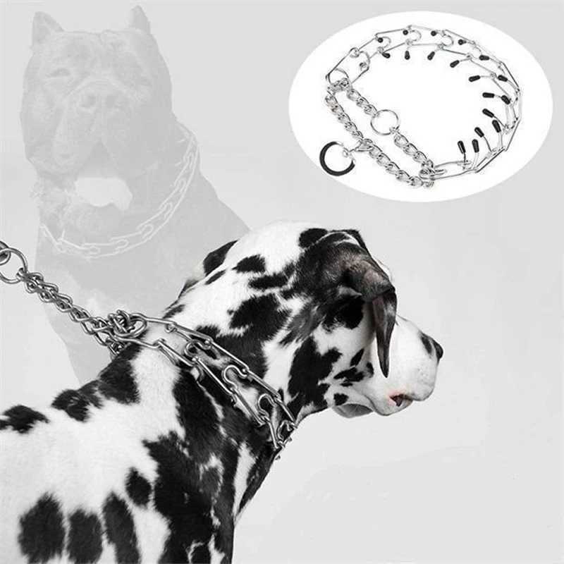 Large Dog Pet Training Stilating Dog Training Chain Pet Supplies Rubber Tips Safe Adjustable Detachable Prong Choke Collar W250219