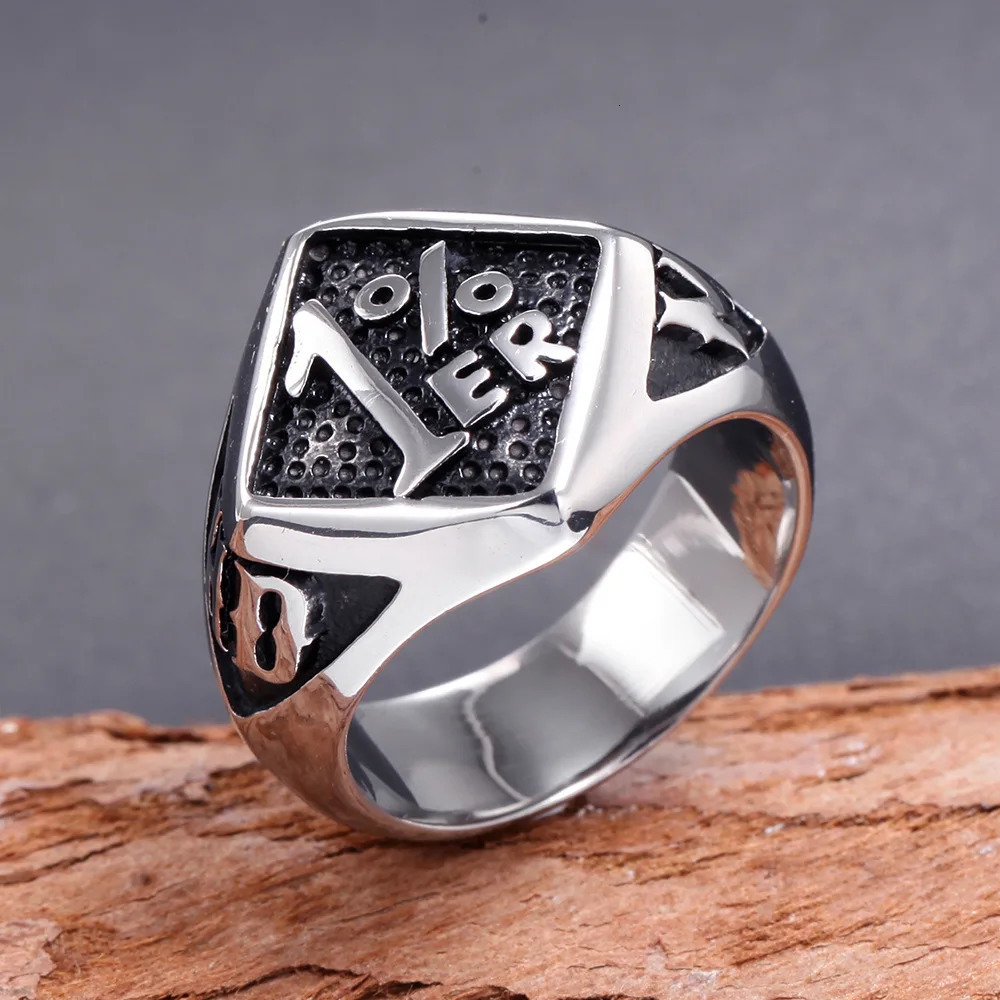 Oktrendy unique punk ring silver color biker 1% er carved stainless steel gold men skull band party rings 250213
