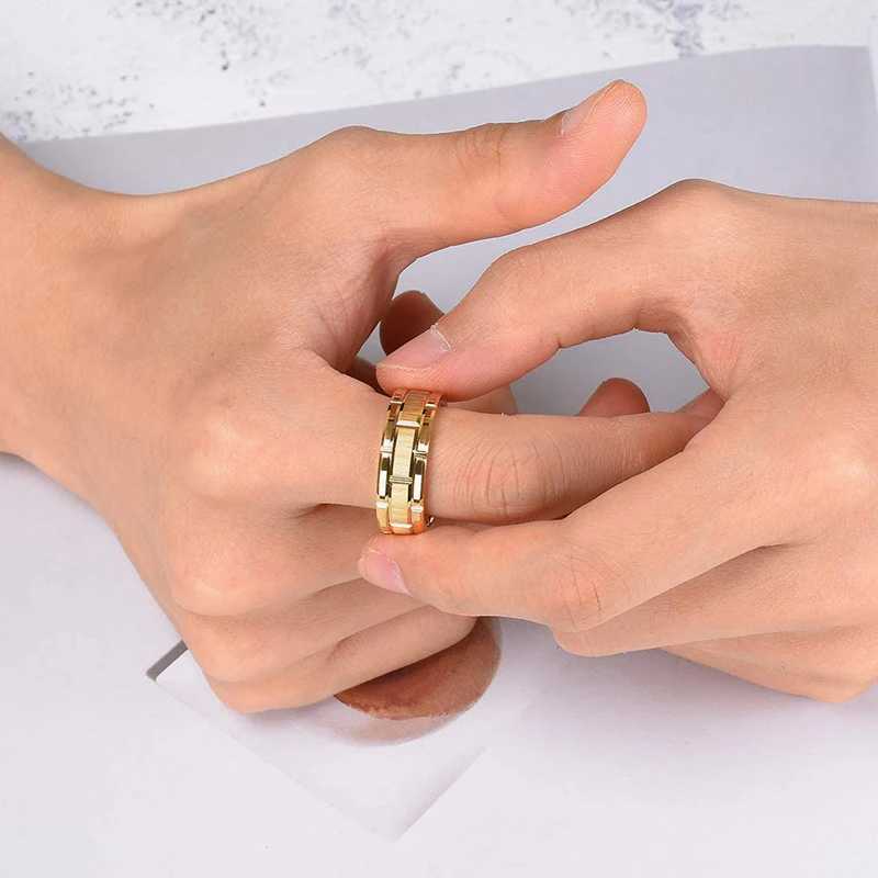 Fashion Stainless Steel Rings for Men Jewelry Accessories Anniversary Gift Trendy Double Groove Watch Band Shape Brushed RingsXJ250219