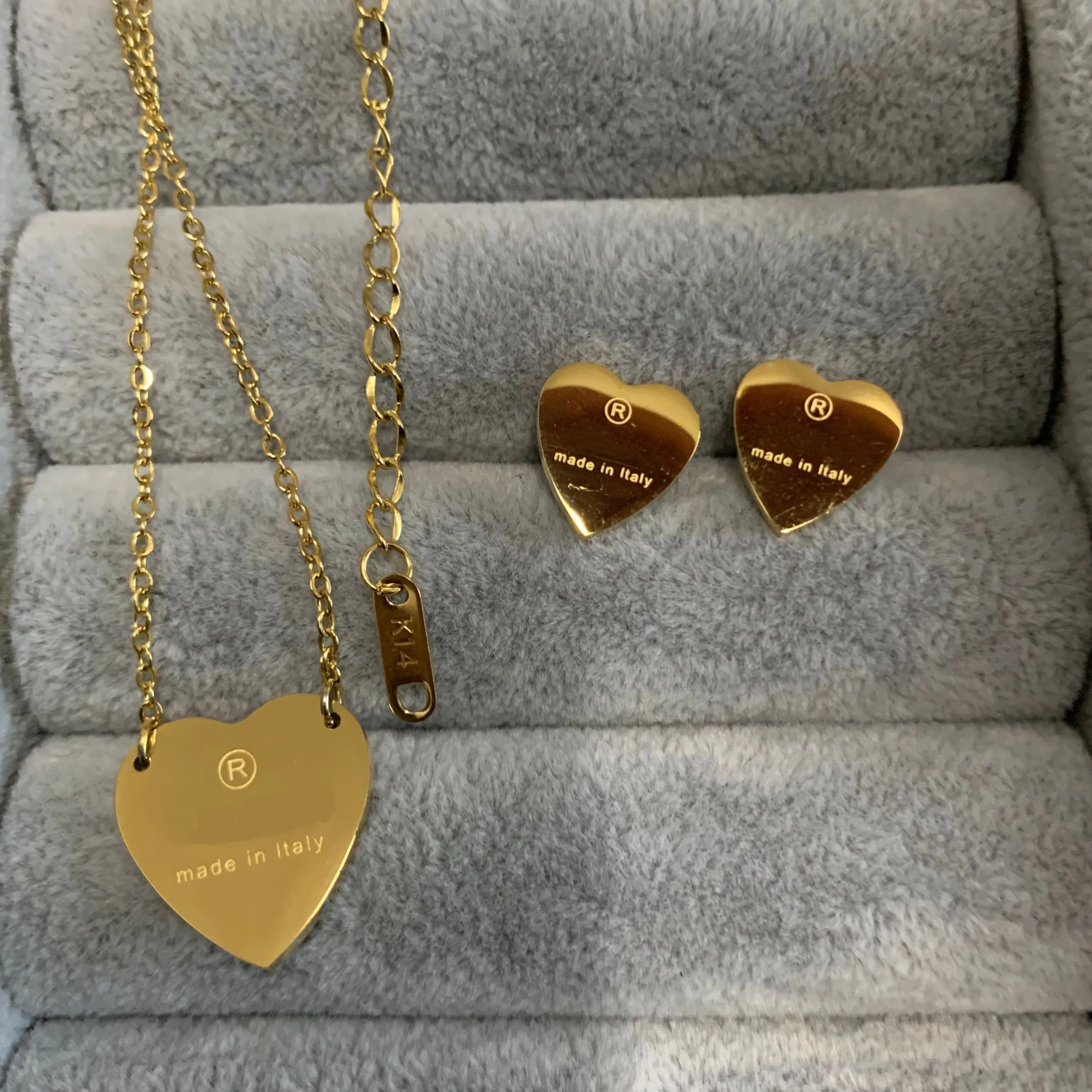 Designer Earrings Necklace Stainless Steel Trendy Style Gold Silver Rose Colors Sets Heart Love Pendant Fashion Jewelry with stamps