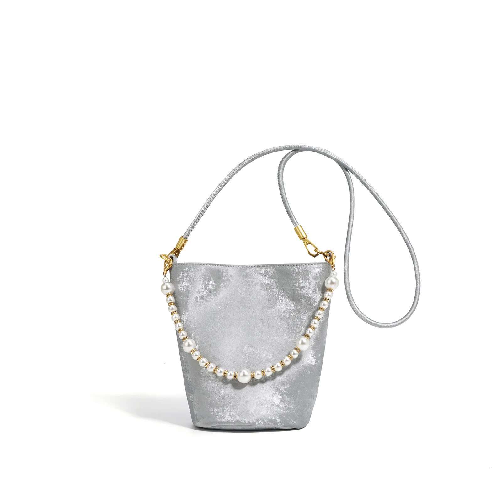 High Quality Genuine Leather Ladies Bucket Handbags Designer Satin Shoulder Bag Crossbody Bags For Women