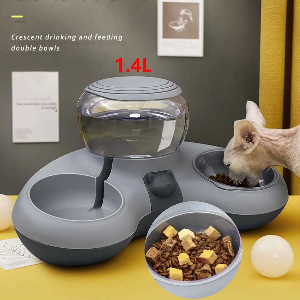 Dog Feeders 2-in-1 automatic water dispenser used for cats dogs cat food bowls automatic cat water dispensers 1.4L water tank bowls pet feeding tools 