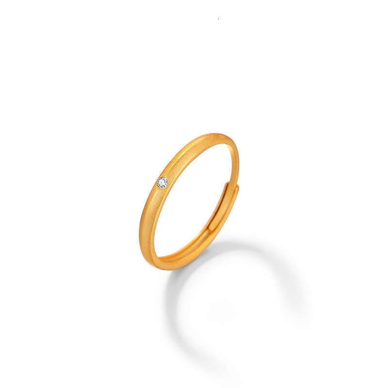 M bius Silver 999 Couple for Men Women, Light Luxury and High Grade Zircon Plain Circle 520 Matte Pair Ring