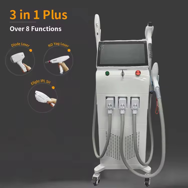 Multifunctional 3 in 1 Diode Laser Hair Removal Nd Yag Totatto Removal IPL Laser Hair Removal Skin Rejuvenation Laser Epilator