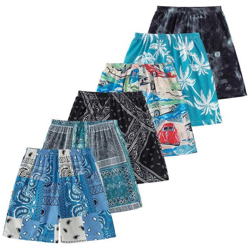 Men's Shorts 3 Pcs Summer Childrens Multi-color Combination Beach Shorts Boys And Girls Leisure Palm Tree 5 Pants Joker Elastic Waist Pants z2502