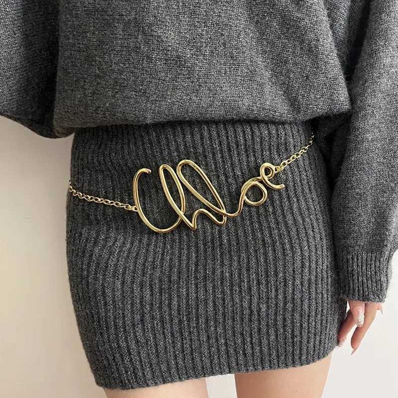 Minimum Charm Retro Elegant Gold Plated Letter Waist Chain For Women Girls Metal Daily Autumn And Winter Jewelry Accories W250218