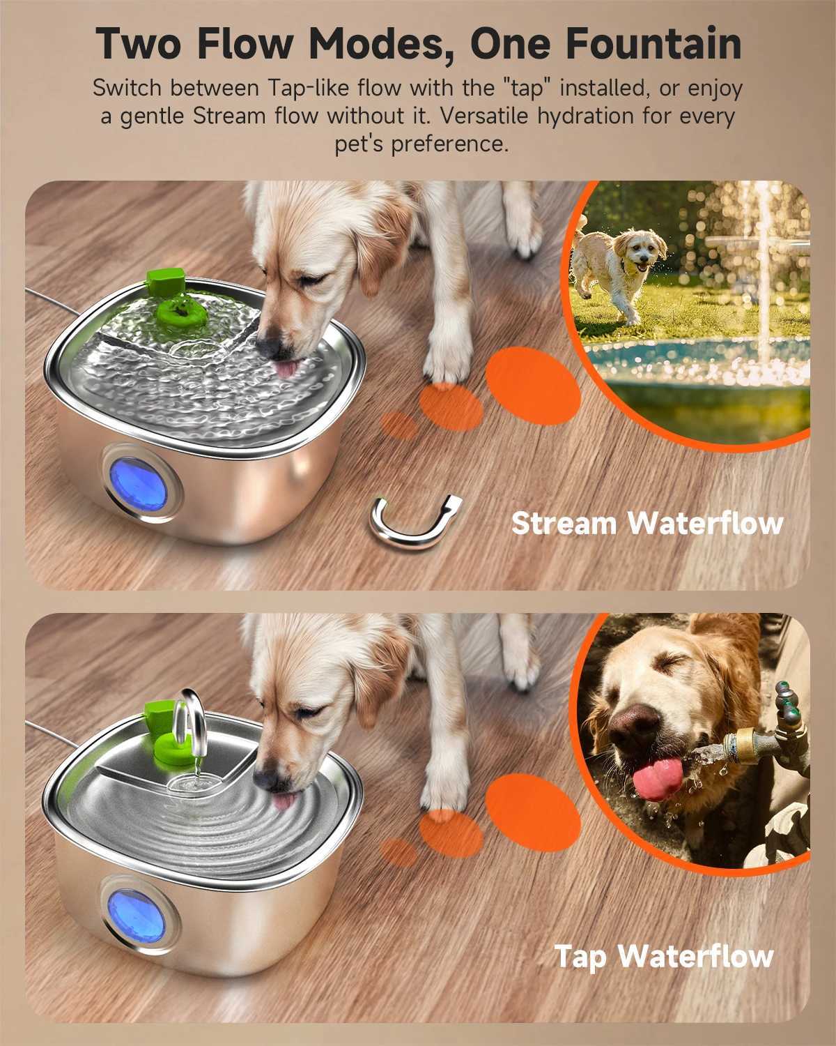 Dog Feeders 7L Pet Fountain Stainless Steel Transparent Window Cat Water Dispenser Silent Pump Automatic Fountain For Cat Dog Drinking Bowl H250218
