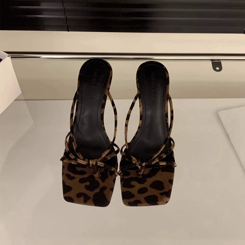 SUOJIALUN Summer Women Slipper Fashion Narrow Band Ladies Elegant Sandals High Weadge Heel Outdoor Elegant Slides 250213